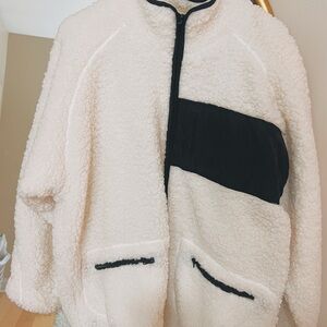 Women's Cream and Black Sherpa Jacket
